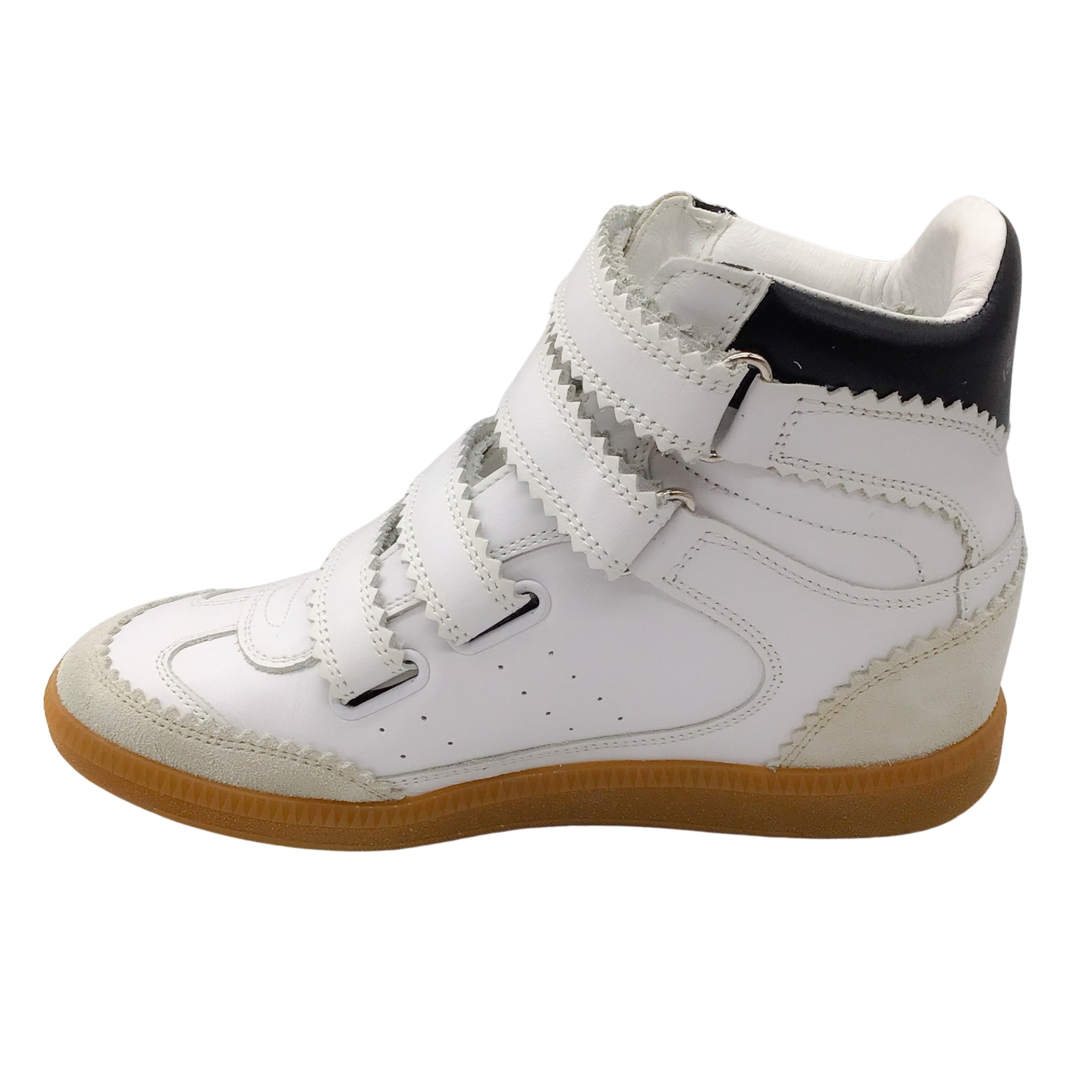 Isabel Marant Bilsy White / Black Suede Trimmed High Top Leather Sneakers