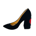 Load image into Gallery viewer, Charlotte Olympia Black / Red Heart Velvet Pumps