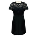 Load image into Gallery viewer, Valentino Black / Gold Studded Short Sleeved Lace and Crepe Cocktail Dress