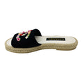 Load image into Gallery viewer, Chanel Black Multi Floral Embroidered CC Logo Flat Espadrille Sandals