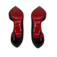 Load image into Gallery viewer, Christian Louboutin Black / Beige Laser Cut Patent Leather Iriza Pumps