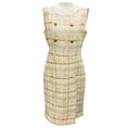 Load image into Gallery viewer, Kiton Ivory / Gold / Silver Metallic Sleeveless Tweed Dress with Gold Buttons