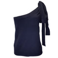 Load image into Gallery viewer, Chanel Navy Blue Tie Detail One Shoulder Wool Knit Top
