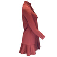 Load image into Gallery viewer, Francoise Bordeaux Bow Detail Mock Neck Long Sleeved Ruffled Hem Dress