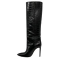 Load image into Gallery viewer, Paris Texas Black Embossed Leather High Heeled Tall Boots