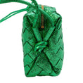Load image into Gallery viewer, Bottega Veneta Green Metallic Intrecciato Laminated Leather  Mini Loop Crossbody Bag
