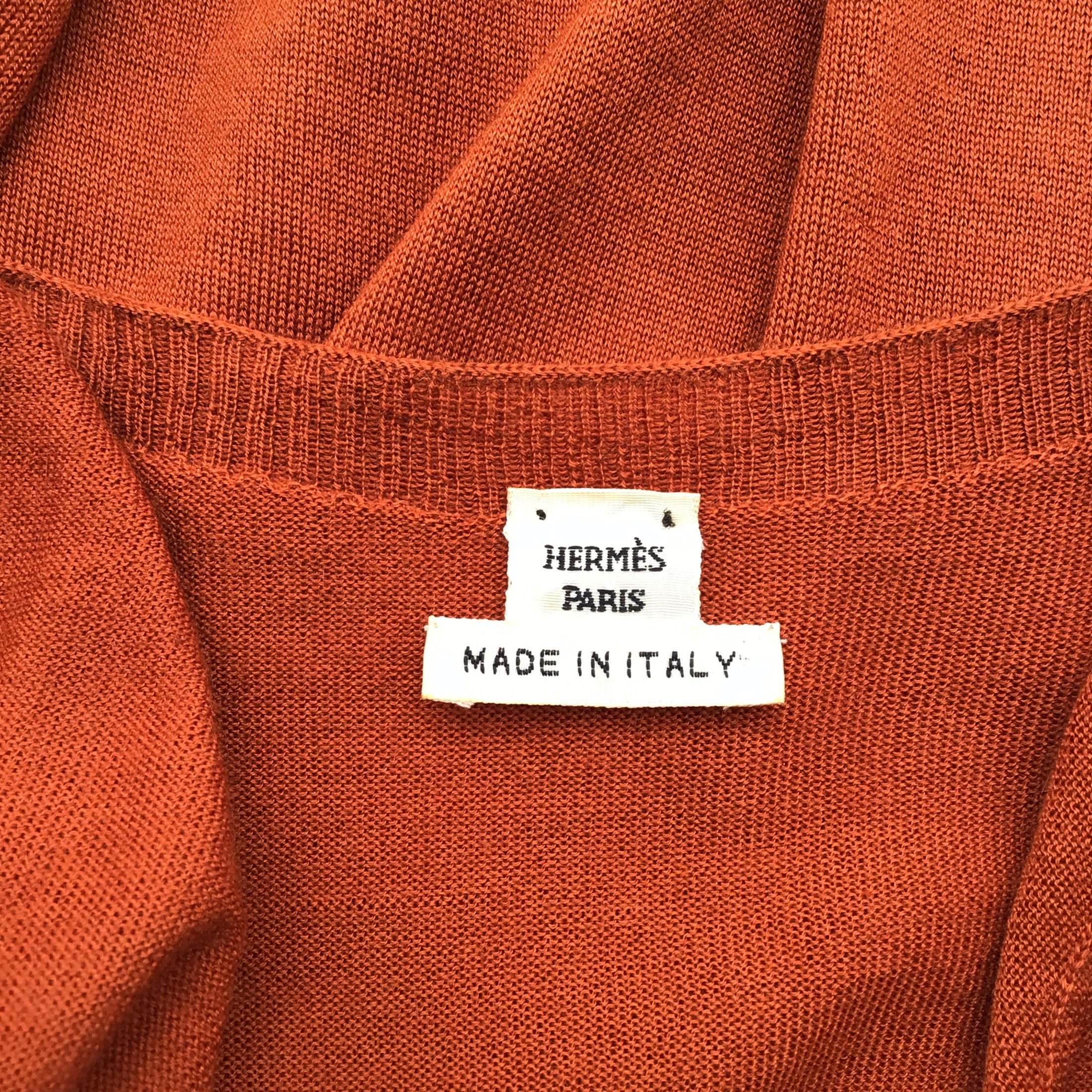 Hermes Orange Cashmere and Silk Knit Pullover Sweater
