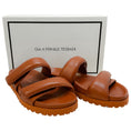 Load image into Gallery viewer, GIA x Pernille Teiscaek Brown Leather Double Strap Sandals