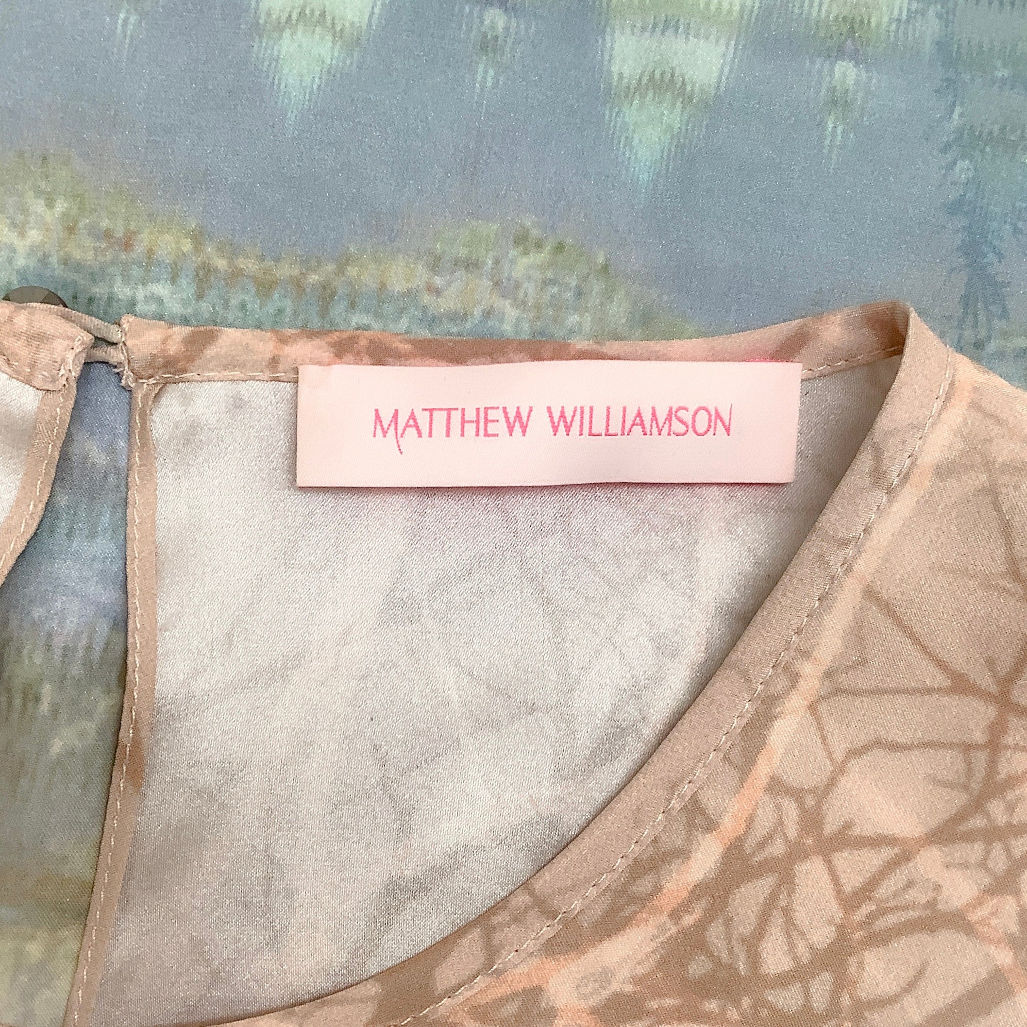 Matthew Williamson Beige Multi Silk Long Sleeved Dress