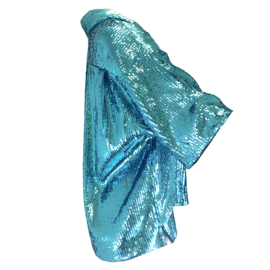 Meryll Rogge Blue Sequined Short Sleeved Top