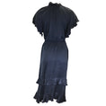 Load image into Gallery viewer, Zimmermann Navy Blue Ruffled Belted Silk Midi Dress
