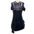 Load image into Gallery viewer, Louis Vuitton Navy Blue Ruffled Sleeveless Leather Mini Dress