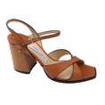 Load image into Gallery viewer, Jimmy Choo Tan Wooden Block Heel Leather Sandals
