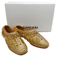 Load image into Gallery viewer, Simkhai Gold Metallic Leather Woven Flats