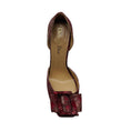 Load image into Gallery viewer, Christian Dior Raspberry Red Floral Jacquard Buckle Detail Open Toe Pumps
