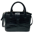 Load image into Gallery viewer, Nancy Gonzalez Black Genuine Crocodile Double Top Handle Satchel Handbag