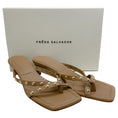 Load image into Gallery viewer, Freda Salvador Khaki Leather Elaine Studded Kitten Heel Sandals