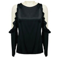 Load image into Gallery viewer, Cushnie et Ochs Black Silk Charmeuse Ruffle Cold Shoulder Top