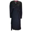 Load image into Gallery viewer, Sies Marjan Black / Red Contrast Stitching Long Sleeved Silk Crepe Midi Dress