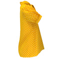 Load image into Gallery viewer, Celine Marigold Yellow / Ivory Polka Dot Printed Tie-Neck Short Sleeved Silk Blouse
