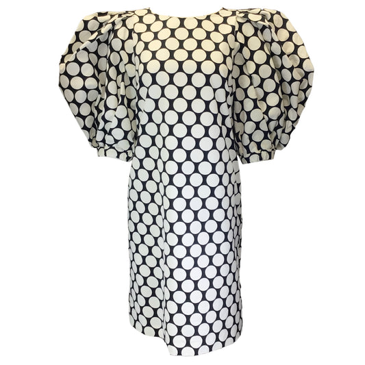 Dries Van Noten White / Black Polka Dot Printed Puff Sleeved Cotton Dali Dress