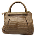 Load image into Gallery viewer, Nancy Gonzalez Taupe Genuine Crocodile Double Top Handle Satchel Handbag
