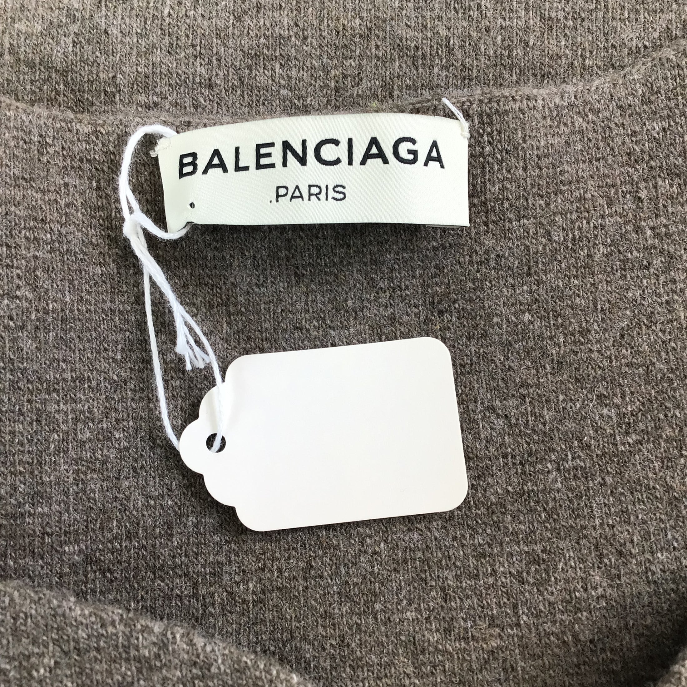 Balenciaga Taupe Short Sleeved Sweetheart Neckline Wool Knit Sweater