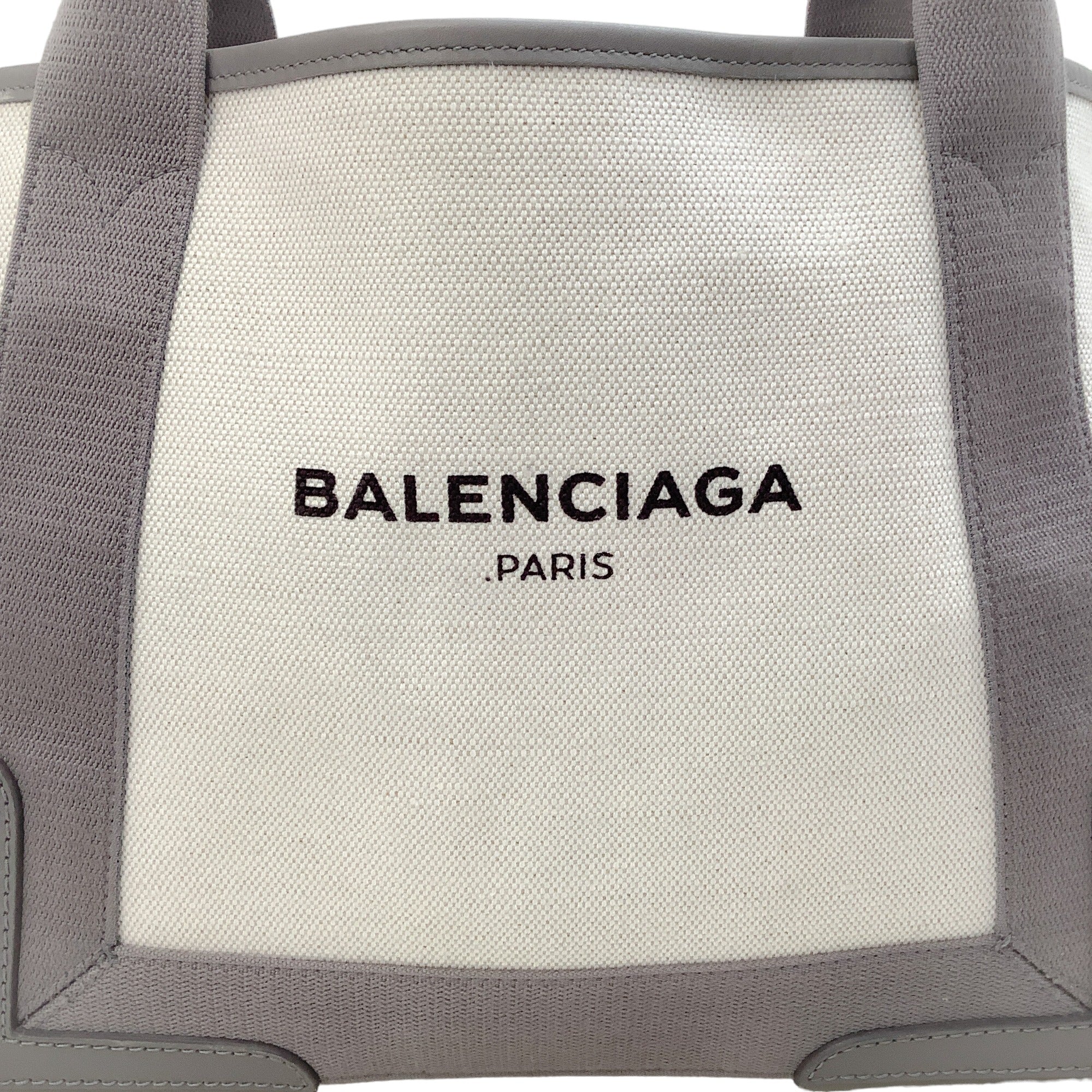 Balenciaga Grey / Ivory Canvas Logo Cabas Tote Bag