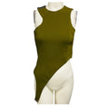 Load image into Gallery viewer, Mugler Khaki Green Asymmetric Sleeveless Crepe Top