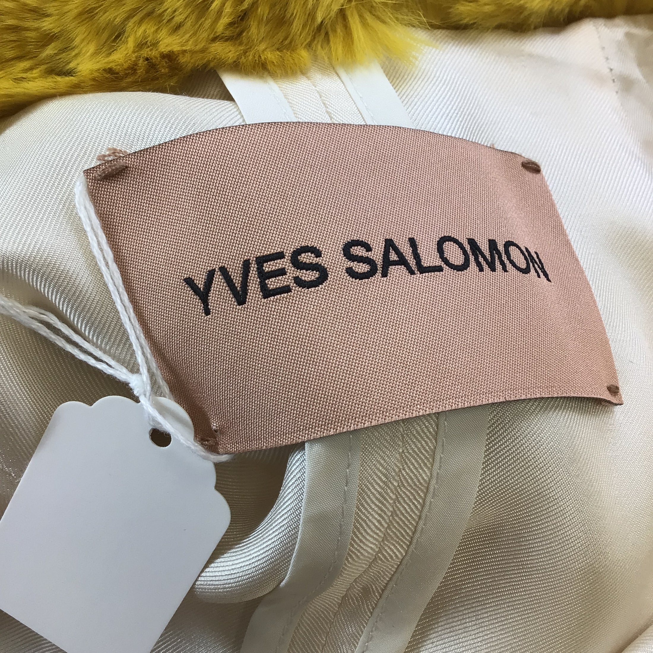 Yves Salomon Yellow Single Breasted Rex Rabbit Fur Coat