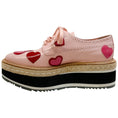 Load image into Gallery viewer, Prada Pink Patent Leather Platform Espadrille Oxfords with Hearts
