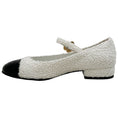 Load image into Gallery viewer, Chanel White Boucle Mary Jane Flats with Black Patent Cap Toe