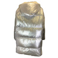 Load image into Gallery viewer, Yves Salomon Army Silver Metallic / Ivory Lamb Shearling Trimmed Hooded Quilted Down Puffer Coat