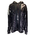 Load image into Gallery viewer, Marques Almeida Black / Silver Metallic Sequin Embellished Hooded Drawstring Sweatshirt
