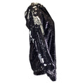 Load image into Gallery viewer, Marques Almeida Black / Silver Metallic Sequin Embellished Hooded Drawstring Sweatshirt
