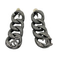 Load image into Gallery viewer, Chanel 2022 Ruthenium Crystal Embellished Interlocking CC Logo Clip On Drop Earrings