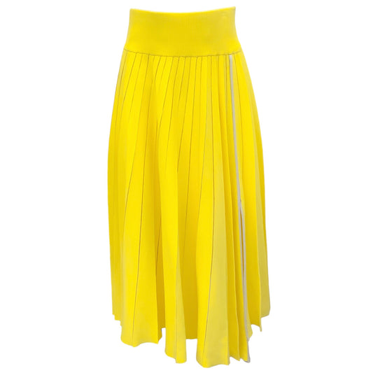 Sacai Yellow Pleated Midi Skirt