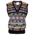 Load image into Gallery viewer, Stella Jean Black Multi Sleeveless V-Neck Wool Knit Jacquard Vest