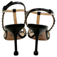Load image into Gallery viewer, Prada Black Leather T Strap Sandals with Silver Studs