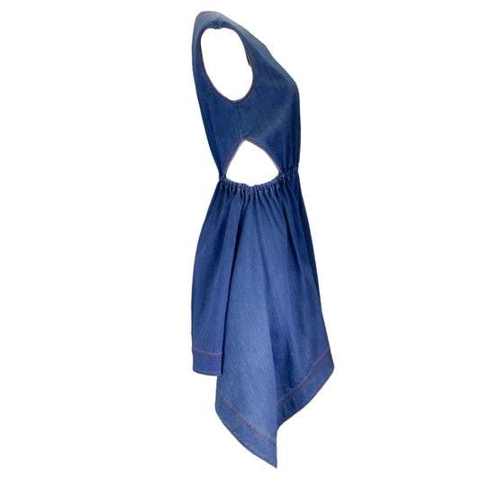 Leo Lin Blue Cut-Out Detail Sleeveless Denim Dress