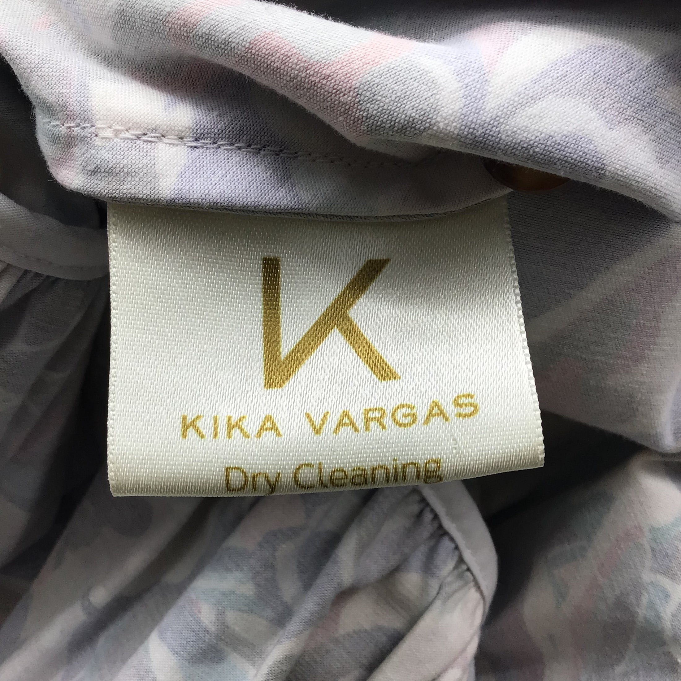 Kika Vargas Purple Multi Printed Ruffled Long Sleeved Cotton Dress