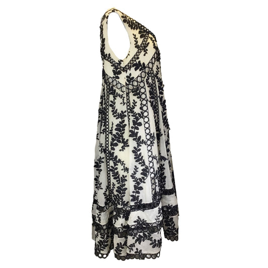 Zimmermann Ivory / Black Embroidered Cotton Dress
