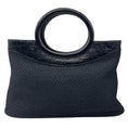 Load image into Gallery viewer, Suarez Black Croc Embossed Double Top Handle Woven Satchel