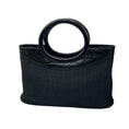 Load image into Gallery viewer, Suarez Black Croc Embossed Double Top Handle Woven Satchel