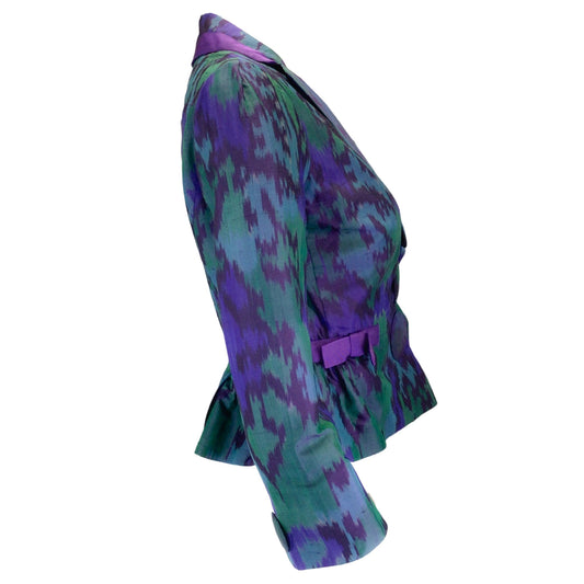 RED Valentino Green / Blue / Purple Bow Detail Silk Blazer