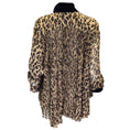 Load image into Gallery viewer, Sacai Tan / Brown / Black / Navy Blue Velvet Tie-Neck Pleated Leopard Printed Satin and Crepe Blouse

