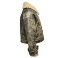 Load image into Gallery viewer, Walter Baker Black Sand / Beige Richie Leather Jacket with Faux Shearling Fur Lining