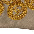 Load image into Gallery viewer, Chanel Taupe / Gold CC Logo Chain Print Square Silk Twill Scarf