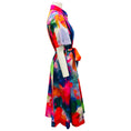 Load image into Gallery viewer, Prabal Gurung Pink / Orange / Blue Multi Short Sleeved Button Front Cotton Midi Shirt Dress with Belt