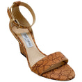 Load image into Gallery viewer, Jimmy Choo Tan / Gold Embellished Cork Edina 85 Sandals